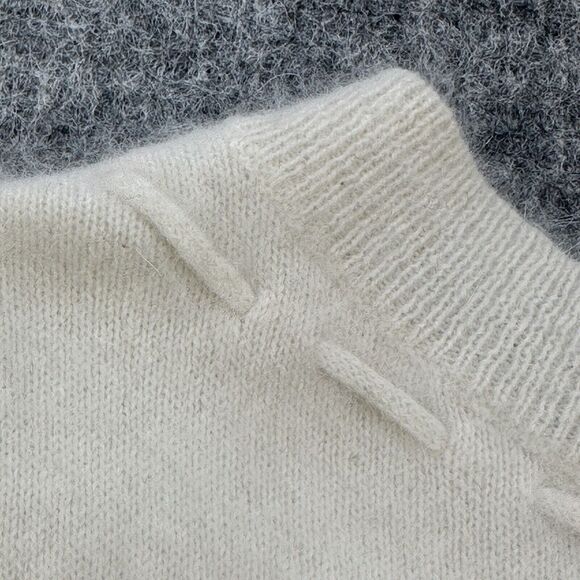 Vintage 90s Urban Outfitter Mohair Sweater Women Medium Cream Cardigan Coquette - Picture 9 of 14